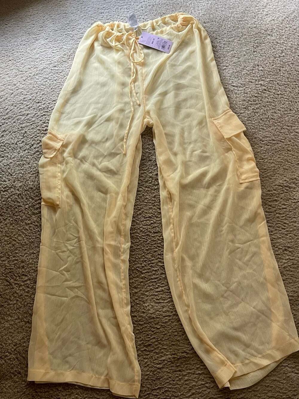 Wild Fable Yellow Sheer Cargo Pants Size M